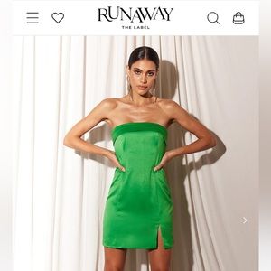Runaway the label- green strapless dress NWT